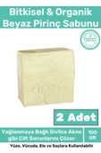 %100 Doğal Koku Yüz Cilt Beyazlatıcı Organik Nemlendirici Beyaz Pirinç Sabunu 2'li Set - 1