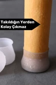 Premium Kaydırmaz Çizdirmez Mobilya Masa Sandalye Zemin Koruyucu Silikon Pabuç Ayak Kılıf 48 Adet - 5