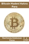 Özel Kutulu Hediyelik Kripto Hatıra Koleksiyon Bitcoin Madeni Para Altın Rengi 5'li Set - 1