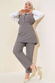 Garnili Çizgili İkili Takım Gri thumbnail 1