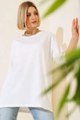 Basıc Oversize T-Shirt Ekru thumbnail 2