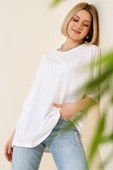 Basıc Oversize T-Shirt Ekru thumbnail 1