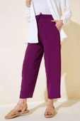 Dikişli Ayrobin Pantolon Mor thumbnail 1