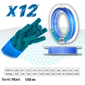 Mercan Pe Örgü Platinum X12 Mavi İp 150m Makara Misina - 12