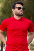 Erkek Kırmızı Petek Tam Esnek Likralı Rahat Ribana Kol Polo Yaka T-Shirt 24EPLYSNSP - 4