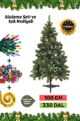 Premium Kutu Süsleme Seti Yılbaşı Çam Ağacı Renkli Işığı Yeni Yıl Süsleri Noel Paketi 180 Cm 330 Dal thumbnail 1