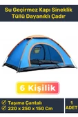 Premium Su Geçirmez Kapı Sineklik Tüllü Dayanıklı Kumaş Pratik Kolay Kurulum 6 Kişilik Kamp Çadırı - 1