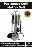 Özel Üretim Şık Dekoratif 5 Parçadan Oluşan Sağlam Fonksiyonel Paslanmaz Çelik Mutfak Seti - 1
