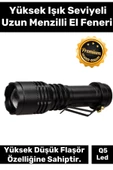 Premium Q5 Led Yüksek Işık Seviyesi Pilli Kamp Balık Dağcılık Uzun Menzilli El Feneri thumbnail 1