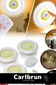 Özel Av Kamp Ev Okul Araba Otel Pilli Uzaktan Kumandalı Yapışkanlı Dayanıklı 3'Lü Led Spot 2 Adet - 5