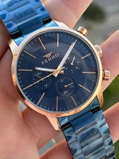 Ferro Çelik Kordon İç Fonksiyonları Aktif Takvimli 30 Mt Su Geçirmez Erkek Kol Saat EFM1774-T thumbnail 2