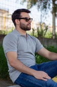 Erkek Gri Melanj Rahat %100 Pamuk Ribana Kol Polo Yaka T-Shirt 24EPLYPOPE - 6