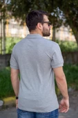 Erkek Gri Melanj Rahat %100 Pamuk Ribana Kol Polo Yaka T-Shirt 24EPLYPOPE - 5