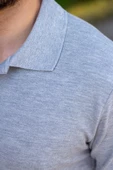 Erkek Gri Melanj Rahat %100 Pamuk Ribana Kol Polo Yaka T-Shirt 24EPLYPOPE - 4