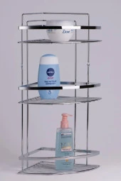 3 Raflı Lamalı Krom Köşelik - 1