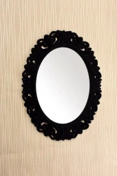 Dekoratif Oval Ayna Kadife - 1