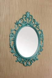 Dekoratif Ayna Boyalı Dolu Turkuaz - 1