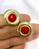 Yuvarlak Geometrik Çokgen Gümüş Küpe | Büyük taşlı küpeler | gümüş Minimalist Küpe - 5