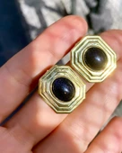 Geometrik Çokgen Çember | Büyük taşlı küpeler | Minimalist Küpe | 925 Gümüş - 2