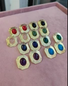 Geometrik Çokgen Çember | Büyük taşlı küpeler | Minimalist Küpe | 925 Gümüş - 3