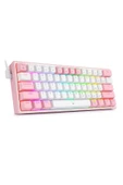 Redragon K617-RGB Fızz Rgb %60 Kablolu Mekanik Klavye, Türkçe, Red Switch, Beyaz/Pembe - 3