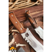Outdoor Piknik Bıçak Set Kamp Bıçağı Çakısı Mutfak Bıçağı Kılıflı El Yapımı ( Ceviz Ağacı Sap ) - 4