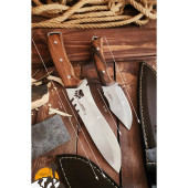Outdoor Piknik Bıçak Set Kamp Bıçağı Çakısı Mutfak Bıçağı Kılıflı El Yapımı ( Ceviz Ağacı Sap ) - 7