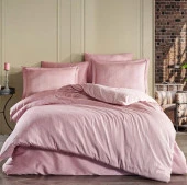 Fiesta Saten Nevresim Takımı Çift Kişilik Mila Pudra - 1