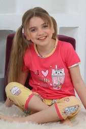 Kız Çocuk Kaprili-Baskılı Pijama Takımı 3-11 Yaş 6083-84 thumbnail 10