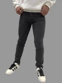 Erkek Dar Paça Düz New Füme Kot Pantolon - 4