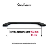 Mobilya Kulp Mutfak Dolabı Çekmece Dolap Kulpları Kapak Kulpu Kulbu Siyah Renk 160 mm Metal - 5