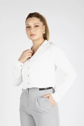 Kadın Crop Gömlek Ekru - 3