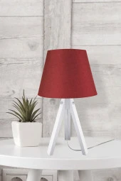 Modelight Beyaz Ayak Bordo Şapka Deko Abajur thumbnail 3