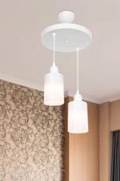 Modelight Aksel 2'li Avize Opal Optik Camlı Beyaz thumbnail 1