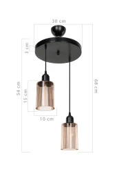 Modelight Aksel 2'li Avize Bal Optik Camlı Siyah thumbnail 1