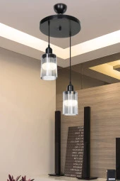 Modelight Aksel 2'li Avize Füme Optik Camlı Siyah - 1