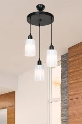 Modelight Aksel 3'lü Avize Opal Optik Camlı Siyah thumbnail 1