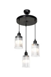 Modelight Aksel 3'lü Avize Şeffaf Optik Camlı Siyah thumbnail 4