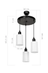 Modelight Aksel 3'lü Avize Opal Optik Camlı Siyah thumbnail 3