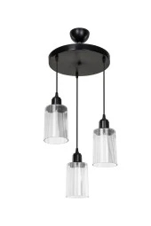 Modelight Aksel 3'lü Avize Şeffaf Optik Camlı Siyah thumbnail 1