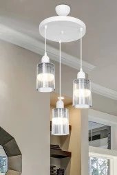 Modelight Aksel 3'lü Avize Füme Optik Camlı Beyaz thumbnail 2