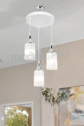 Modelight Aksel 3lü Beyaz / Krom Dekoratif Duylu thumbnail 1