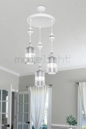 Modelight Akses Beyaz Küre Krom 3lü Avize Füme Camlı thumbnail 1