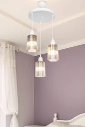 Modelight Aksel 3'lü Avize Bal Optik Camlı Beyaz thumbnail 2