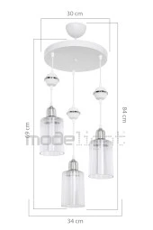 Modelight Akses Beyaz Küre Krom 3lü Şeffaf Camlı Avize Salon-oturma Odası-çocuk Odası-yatak Odası-yemek Odası - 3