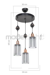 Modelight Akses Küre / Karo 3lü Optik Camlı Avize thumbnail 4