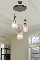 Modelight Akses Küre / Karo 3lü Optik Camlı Avize thumbnail 1