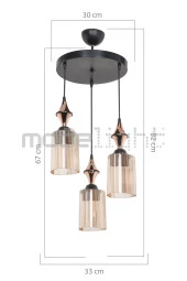 Modelight Akses Küre / Karo 3lü Optik Camlı Avize thumbnail 3