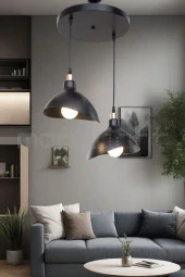 Modelight ESTA 2Lİ AVİZE SİYAH SALON-OTURMA ODASI-ÇOCUK ODASI-YEMEK-YATAK ODASI--ANTRE-MUTFAK thumbnail 1