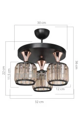 Modelight Haliç 3lü Plafonyer Avize Siyah / Bakır thumbnail 1